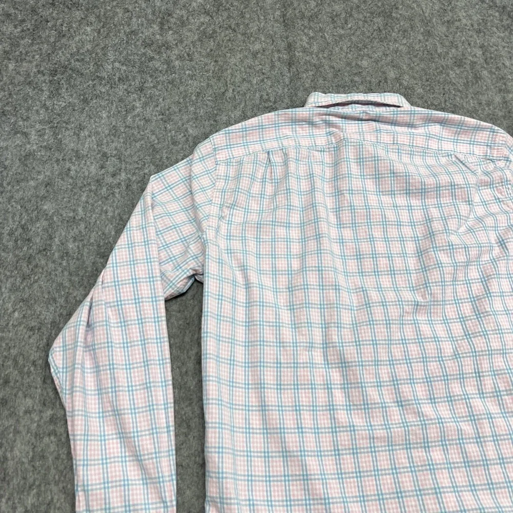 J Crew Shirt Mens M Pink Blue Plaid Flex Washed Slim Button Down Casual Preppy